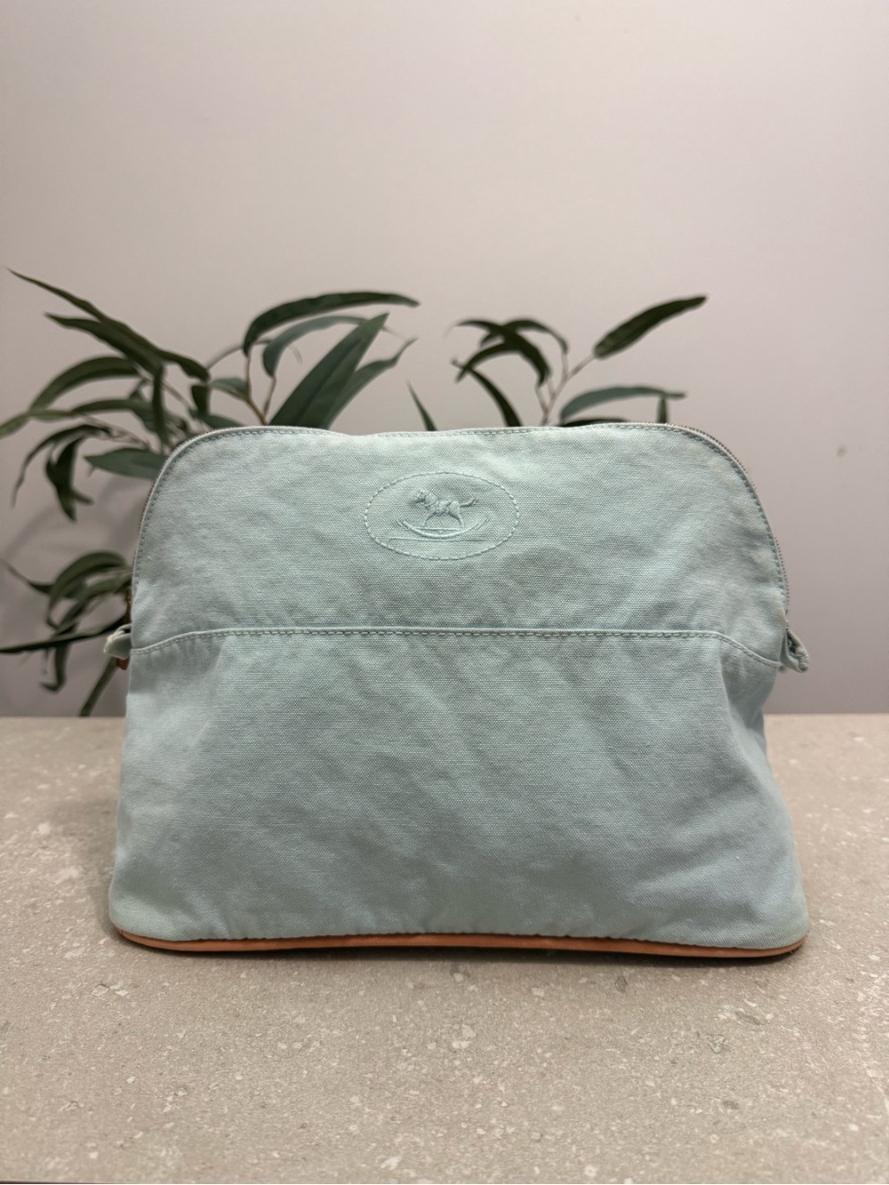 Hermes Bolide 35 Rocking Horse Light Blue Pouch Cosmetic Baby Bag